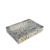 Mother of Pearl Inlay Mini Tray : Floral : White