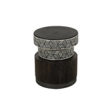 Bone Inlay & Timber Side Table : Criss Cross : Black