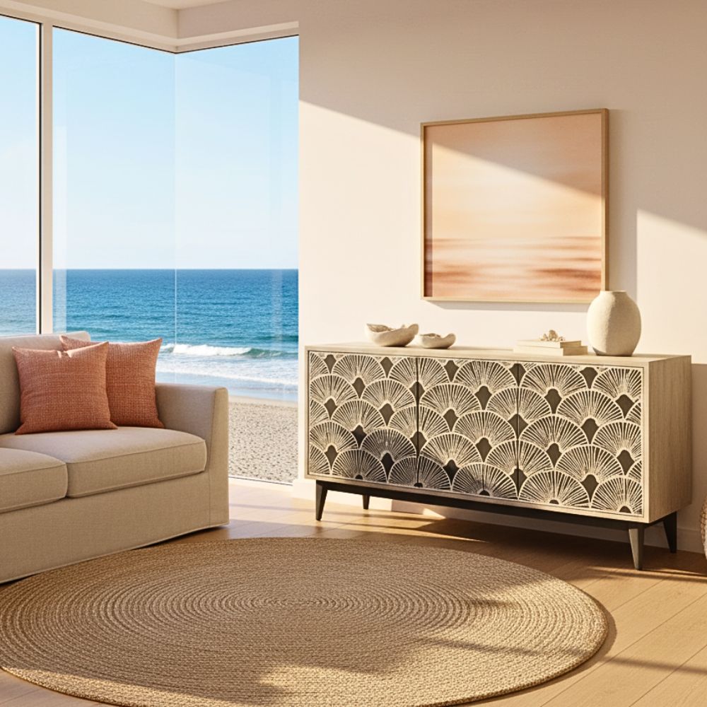 Bone Inlay Sideboard : Japanese Fan