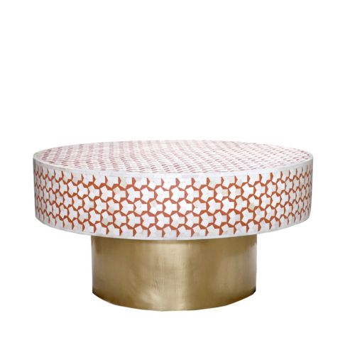 Bone Inlay Round Coffee Table : Tri-Square : Ochre