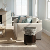 Bone Inlay & Timber Side Table : Criss Cross : Black