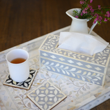 Bone Inlay Tissue Holder : Floral : Grey