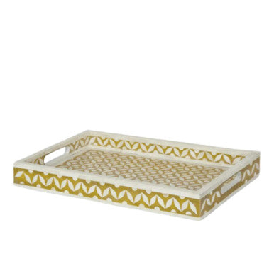 Bone Inlay Rectangular Tray : Starburst : Yellow