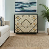 Bone Inlay 3 Drawer Chest : Brickwork : Black & White