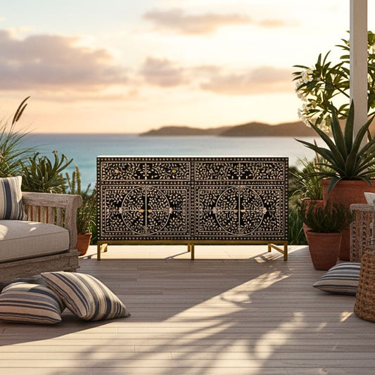 Bone Inlay 2 Door Buffet : Liana : Black