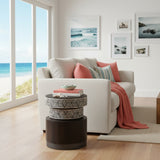 Bone Inlay & Timber Side Table : Criss Cross : Black