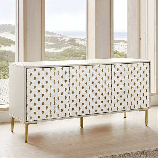 Sideboard with Mother of Pearl & Brass Foil Inlay Doors