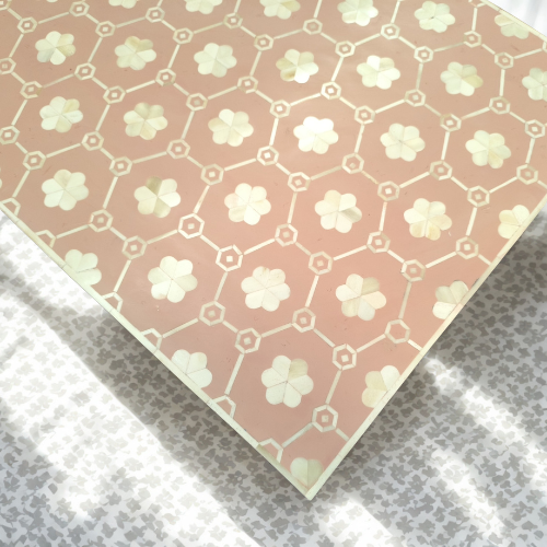 Bone Inlay 4 Drawer Chest : Hexafloral : Rose