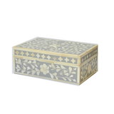 Bone Inlay Small Gift Box : Floral : Grey