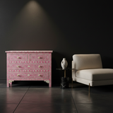 Bone Inlay 4 Drawer Chest : Floral : Pink