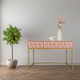 Bone Inlay Console with Brass Look Legs : Marguerite : Clay