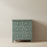 Bone Inlay 3 Drawer Chest : Damask : Teal
