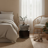 Bone Inlay & Timber Side Table : Criss Cross : Black