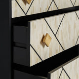 Bone Inlay 3 Drawer Chest : Brickwork : Black & White
