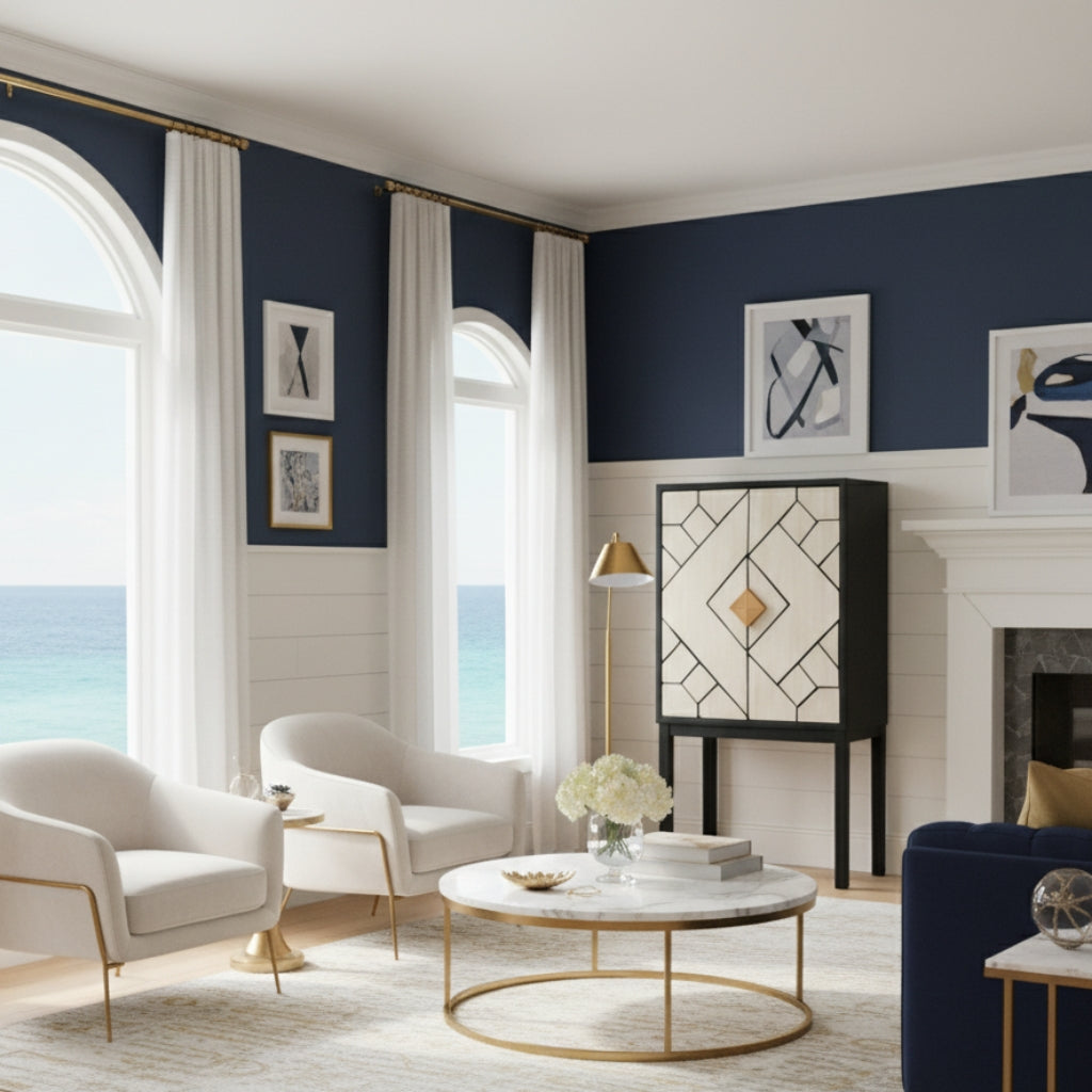 Bone Inlay Bar Cabinet : Brickwork : Black & White