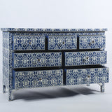 Bone Inlay 7 Drawer Chest : Ogee : Denim