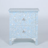 Mother of Pearl Inlay 2 Drawer Bedside : Boteh : Blue