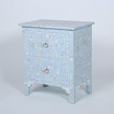 Mother of Pearl Inlay 2 Drawer Bedside : Boteh : Blue