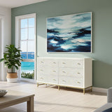 Bone Inlay 6 Drawer Sideboard : Lattice : Grey