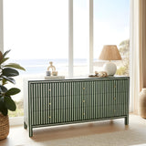 Bone Inlay 9 Drawer Sideboard : Pinstripe : Green