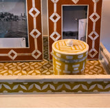 Bone Inlay Rectangular Tray : Starburst : Yellow