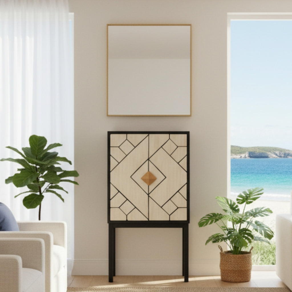 Bone Inlay Bar Cabinet : Brickwork : Black & White