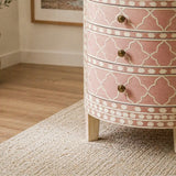Bone Inlay Round Side Table : Lahore : Blush