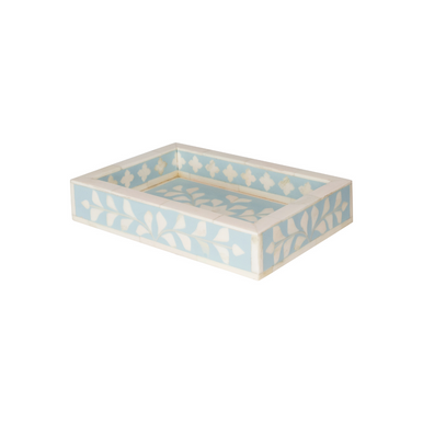 Bone Inlay Mini Tray : Floral : Soft Blue