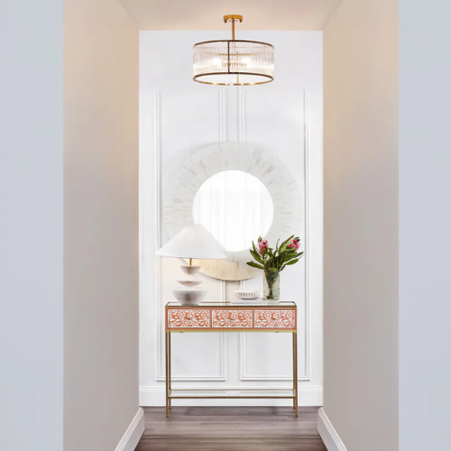 Bone Inlay Console with Brass Look Legs : Marguerite : Clay