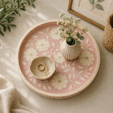Bone Inlay Round Tray : Dahlia : Soft Pink