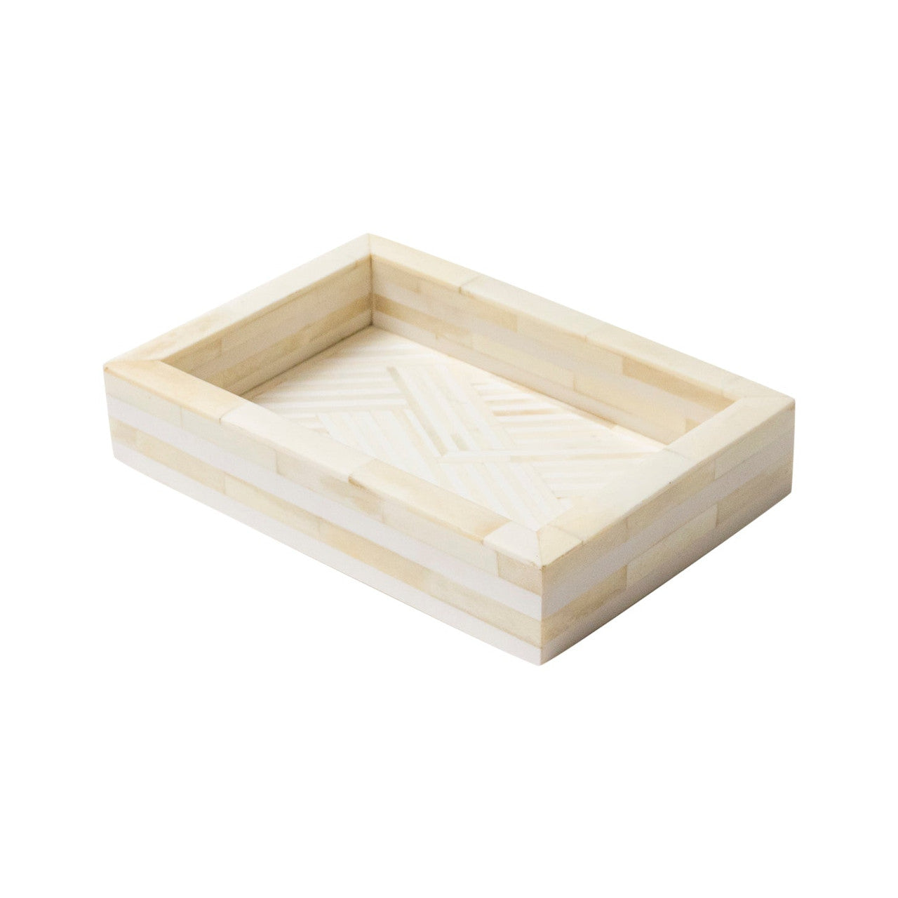 Bone Inlay Mini Tray : Criss Cross : White