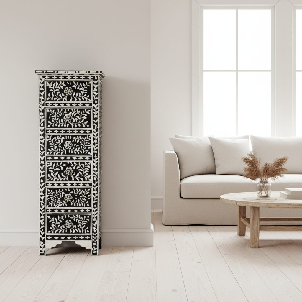 Bone Inaly Tallboy : Floral : Black