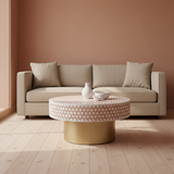 Bone Inlay Round Coffee Table : Tri-Square : Ochre