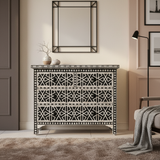 Bone Inlay 4 Drawer Chest : Abstract : Black