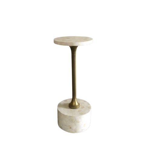 Bone Inlay Accent Table : Tri-Square : White