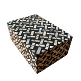 Bone Inlay Mid Size Box : Cross Weave : Brown