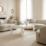 Bone Inlay French Coffee Table : Floral : White