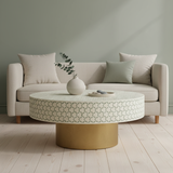 Bone Inlay Round Coffee Table : Tri-Square : Sage