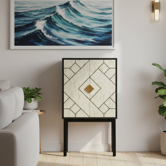 Bone Inlay Bar Cabinet : Brickwork : Black & White