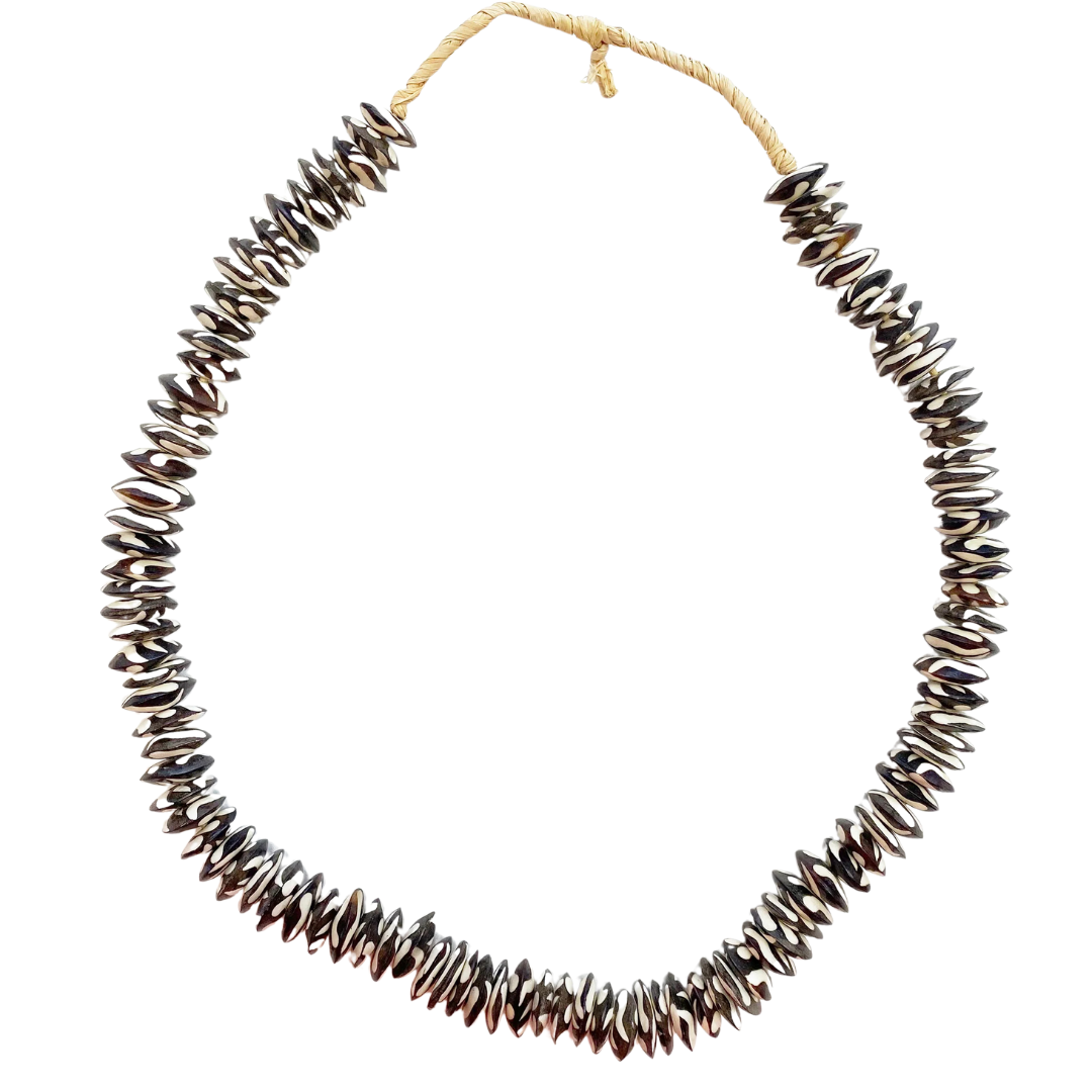 Carved Camel Bone Necklace : Black & White