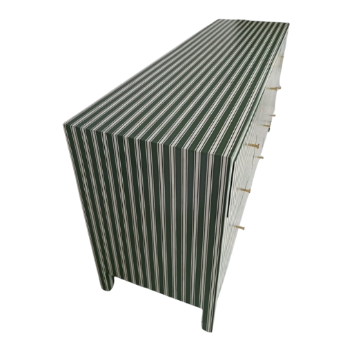 Bone Inlay 9 Drawer Sideboard : Pinstripe : Green