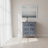 Mother of Pearl Inlay 3 Drawer Chest : Floral : Navy