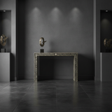 Bone Inlay Angled Console Floral : Black