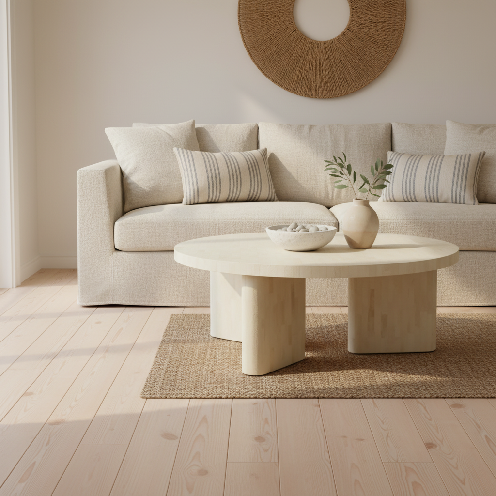 Bone Inlay Round Coffee Table : Brickwork : Natural