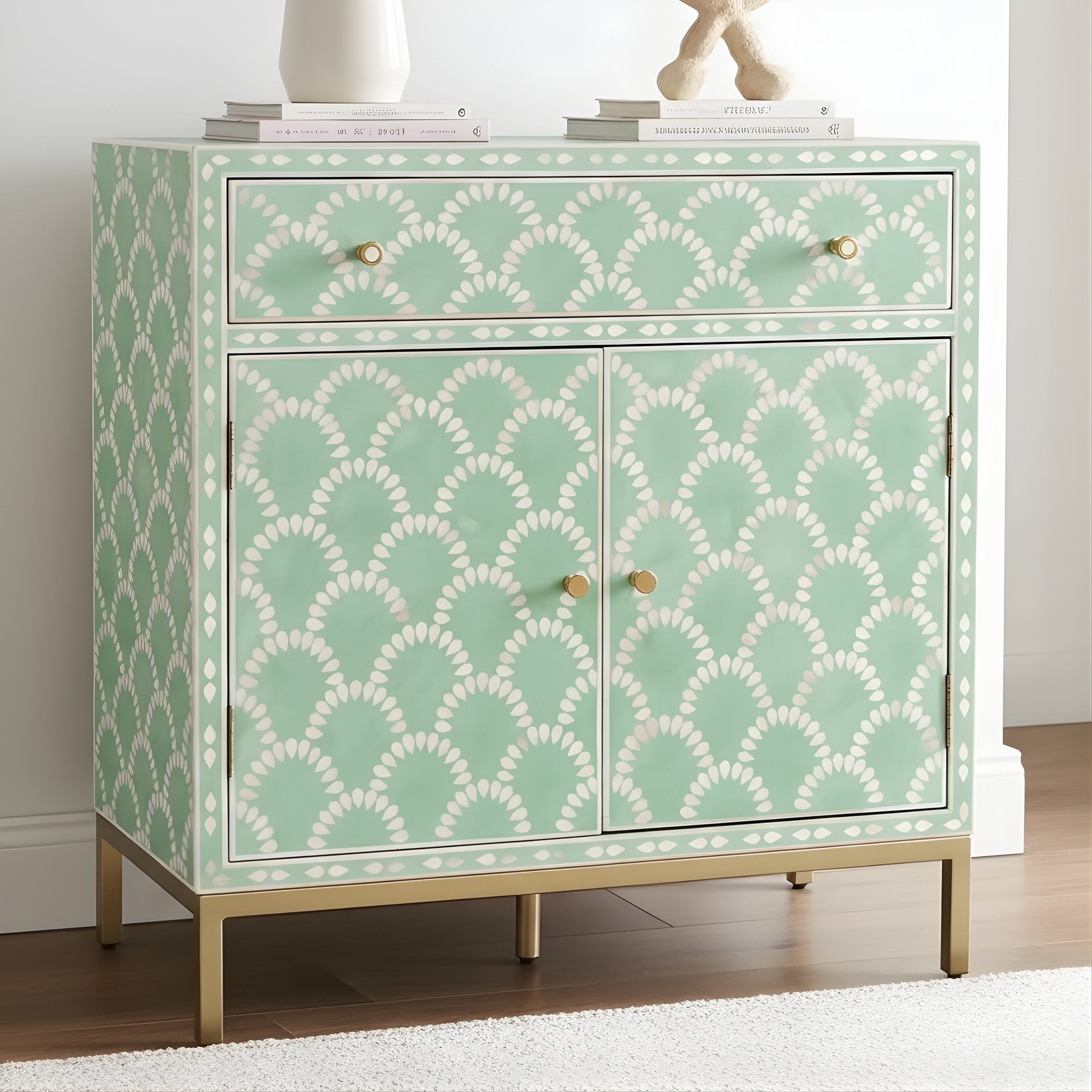 Bone Inlay 2 Door Buffet : Fan : Green