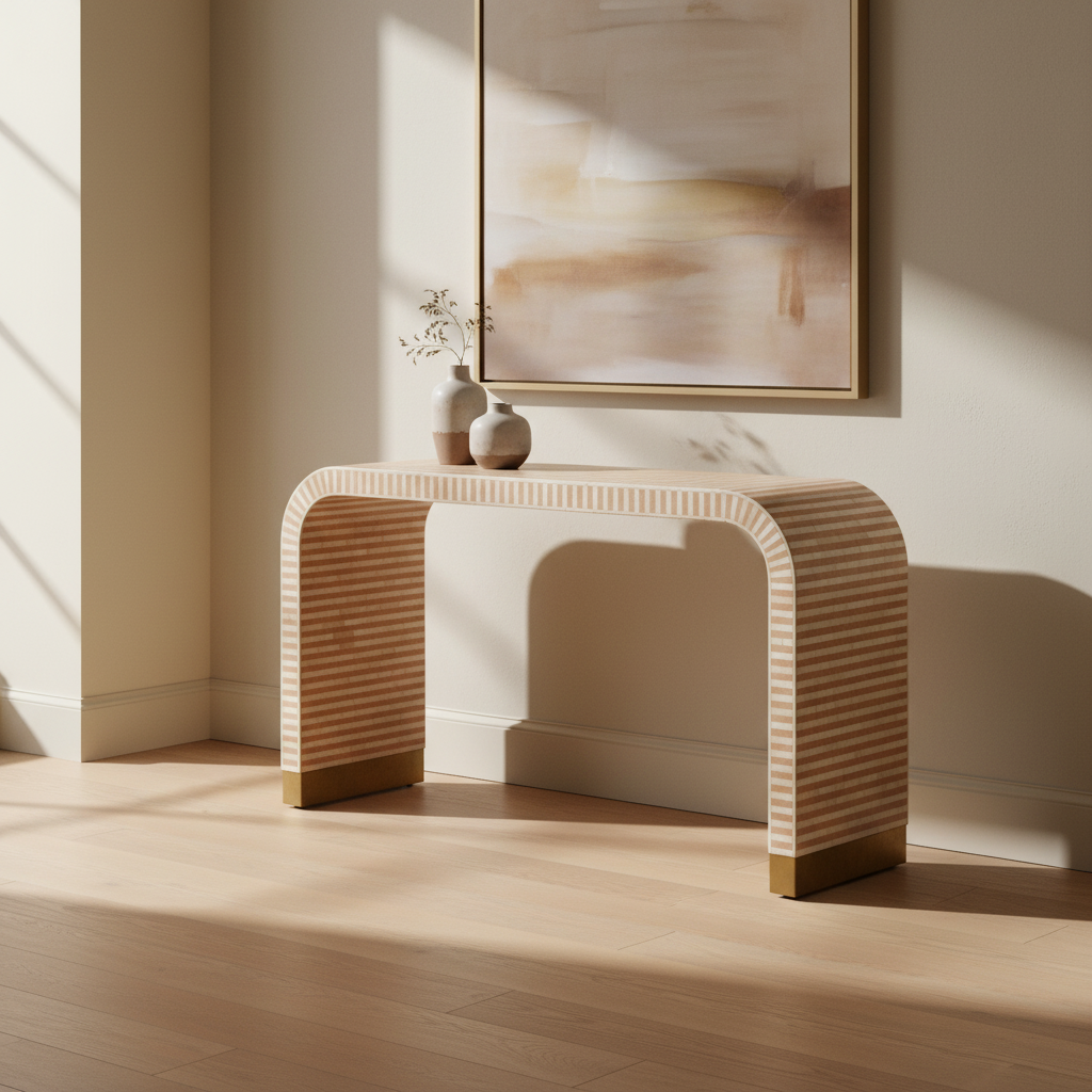 Bone Inlay Waterfall Console : Stripe : Apricot