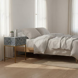 Bone Inlay 1 Drawer Bedside (with Metal Legs) : Liana : Navy Blue