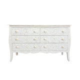 Bone Inlay French 6 Drawer Chest : Floral : White