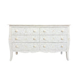 Bone Inlay French 6 Drawer Chest : Floral : White