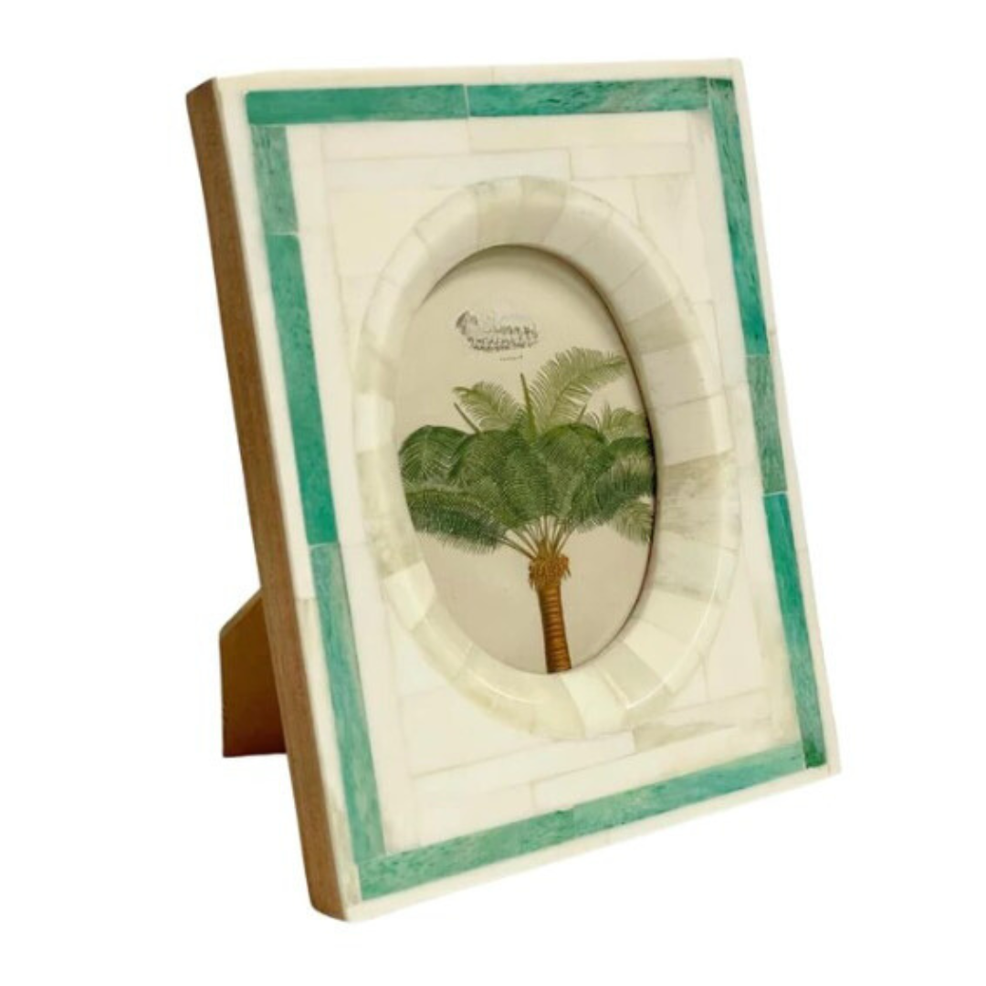 Bone Photo Frame : Green Trim